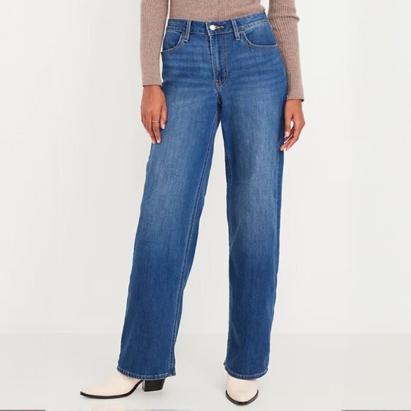 Old Navy High-Waisted Wow Wide-Leg Jeans 14 Blue Relaxed Classic Capsule - Picture 2 of 9